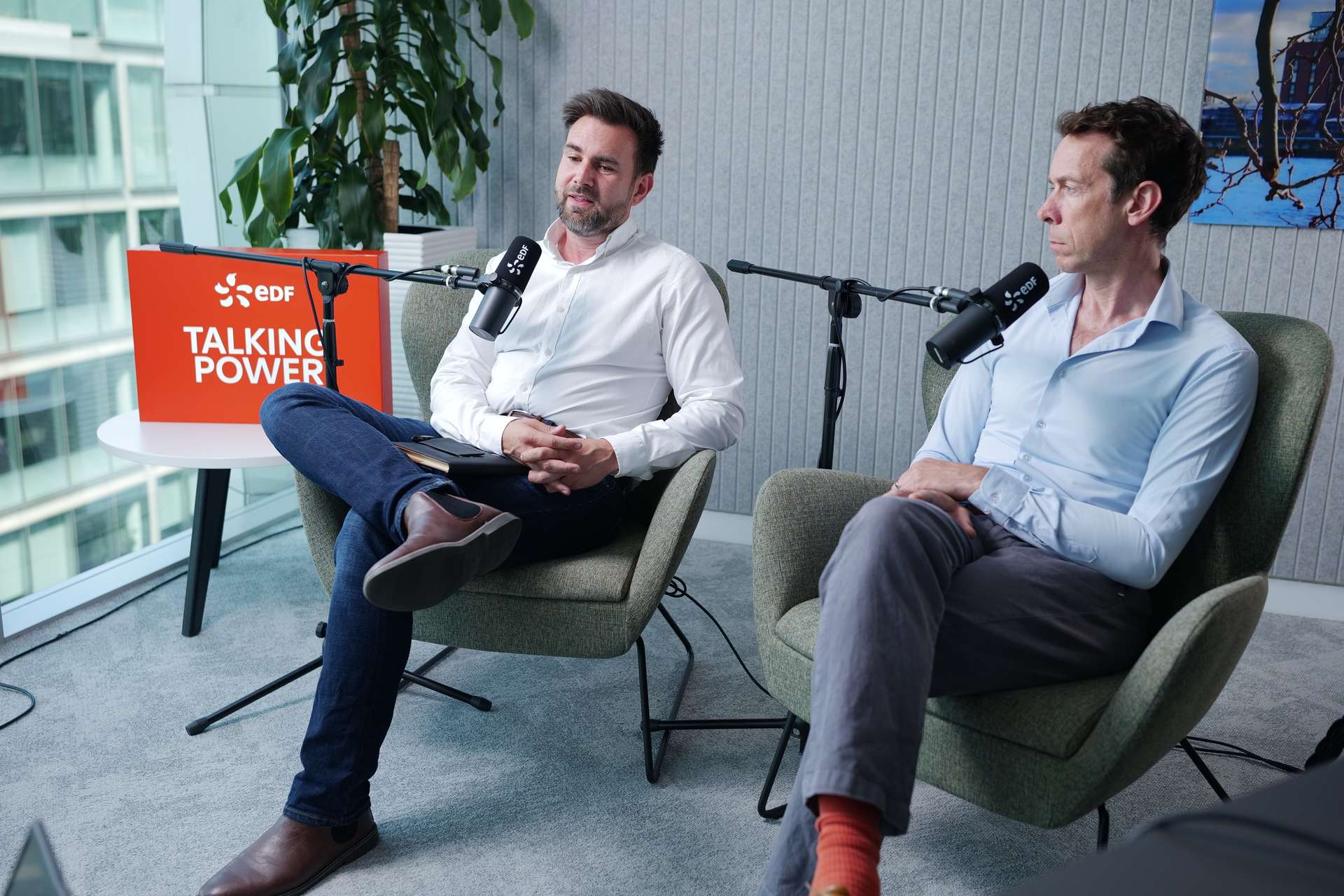 David Ferguson of EDF Energy and Jamie Allen of Iron Mountain recording Talking Power