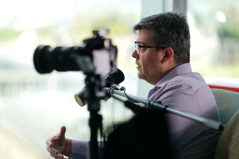 LRB camera filming the EDF Energy Talking Power podcast