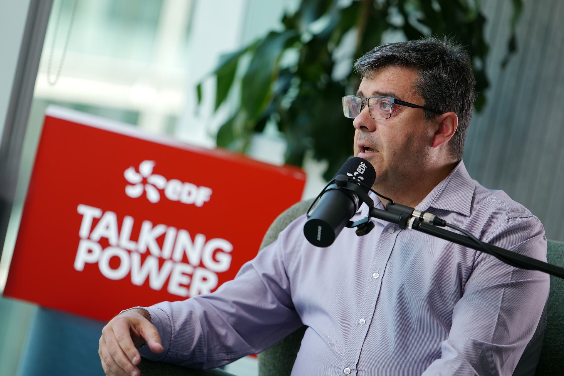 Joe Souto of EDF Energy recording a Talking Power video podcast episode