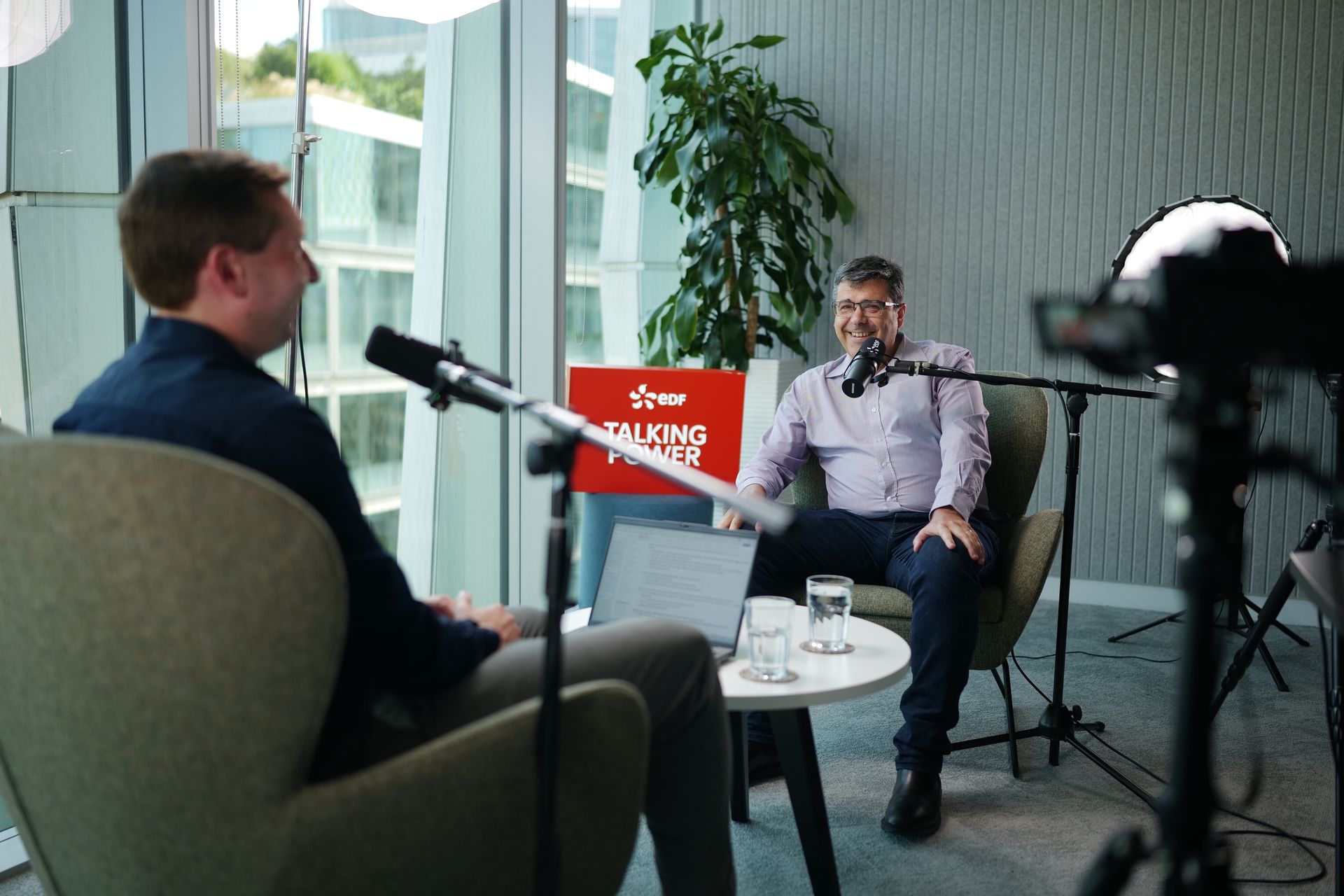LRB crew filming EDF Energy's Talking Power video podcast on location at EDF
