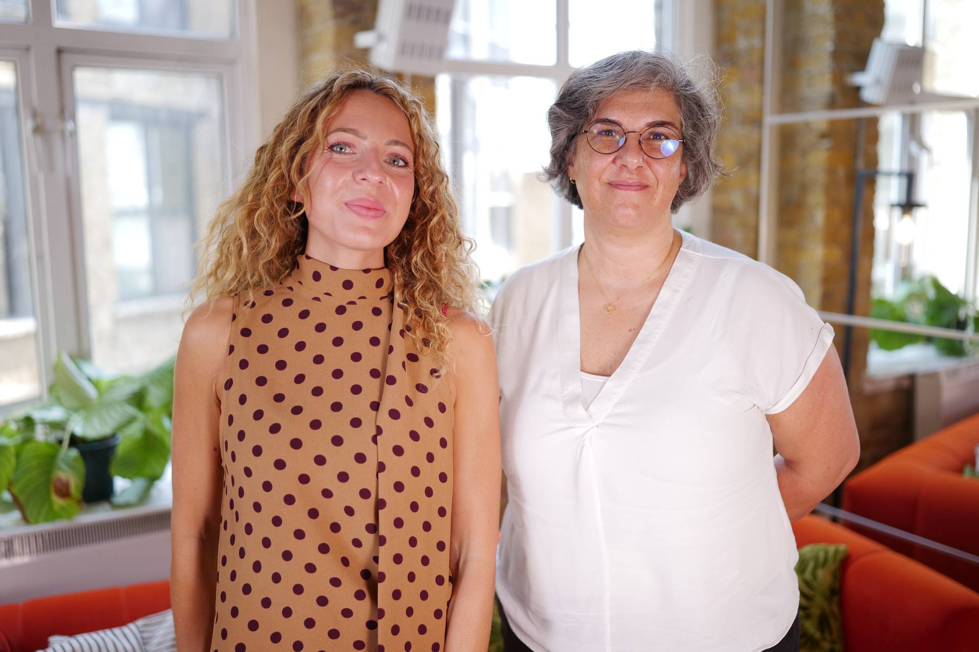Maria Schnell, Chief Language Officer at RWS, with the host of Cultural Intelligence, a B2B video podcast by LRB